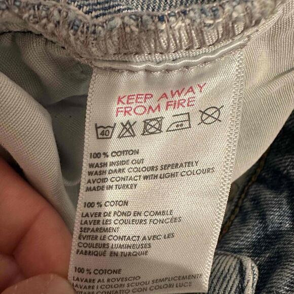 BDG Womens Blue Light Wash Distressed Mom Fit Straight Leg High Rise Jeans Sz 25 - Picture 7 of 7